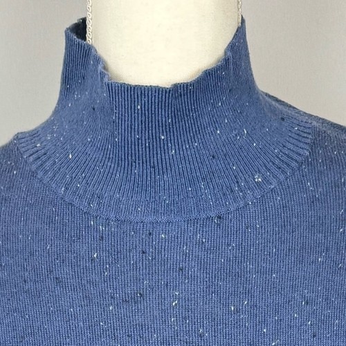 J. Jill Speckle Flecked Mock Neck Sweater Tunic Cotton Silk Blend Blue Small Pet - Picture 2 of 10