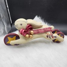 Primative Rabbit On Wheels Kathy Killip Demdaco Americana Christmas VTG 2001