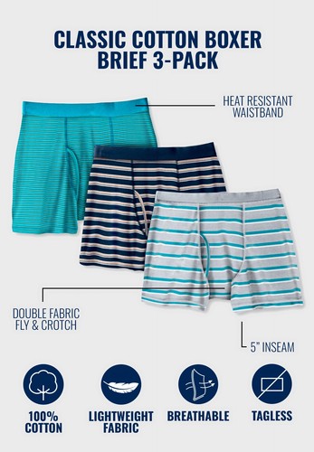 KingSize Men's Big & Tall Cotton Boxer Briefs 3-Pack - Picture 3 of 11