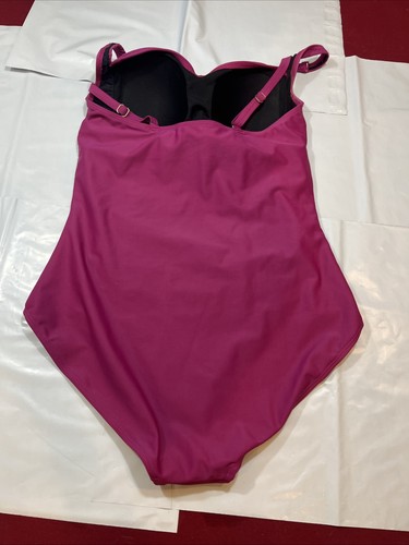 SlimSwim Hot PINK Ruched Slimming One Piece Swimsuit, Bathing Suit Beach SIZE 14 - Picture 8 of 10