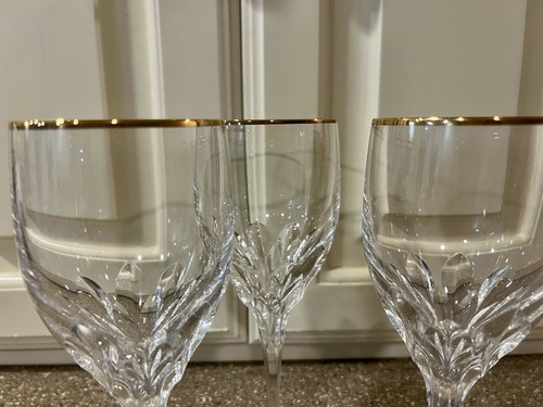 Gorham Cristallo Diamante Platino Oro Bordato Bicchiere da Vino Set di 3 (A3) - Foto 3 di 5