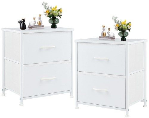Sweetcrispy Nightstand Set of 2 with 2 Storage Drawers, 20" Height Small Bed ...