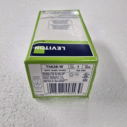 Leviton USB Typ A & C Wandladegerät manipulationssicher Steckdose in Weiß T5638-W - Bild 6 von 10