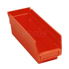 Nestable Shelf Storage Bin Plastic 4-1/8"W x 11-5/8"D x 4"H Red Lot of 24