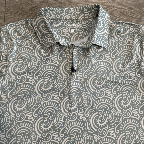 Chubbies Golf Polo Herren Large The Screen Saver grünes Muster Leistung neu mit Etikett - Bild 1 von 5