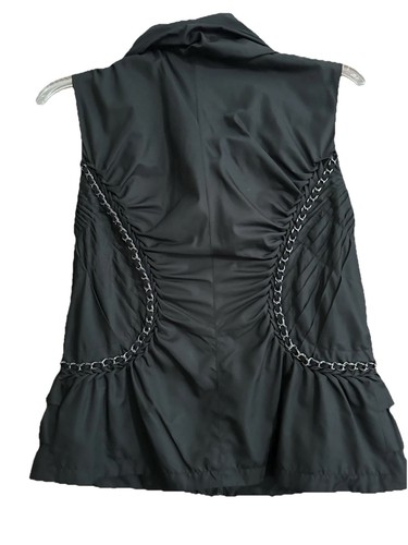 Elie Tahari | Top Full Zip Sleeveless Vest Sz Sm Chest 32in Length 22in Gothic - Picture 2 of 10