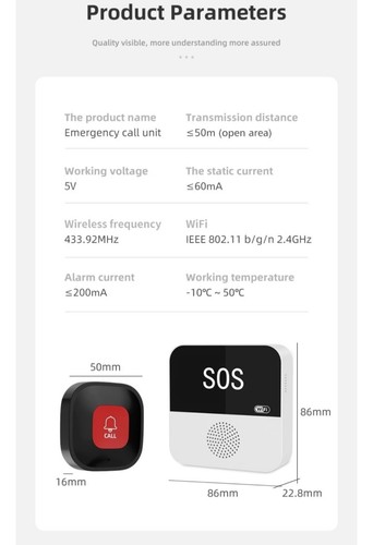 WiFi Caregiver Pager Call Button System Call Bell for Seniors Patient Disabled - Picture 9 of 10