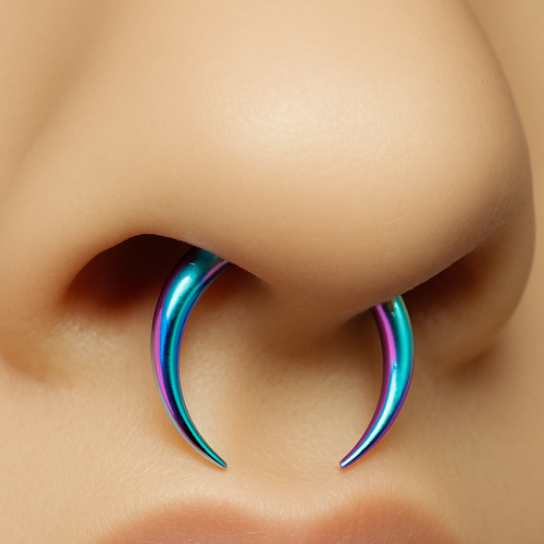 Corno di bue circolare setto arcobaleno forma C punta 10 mm 14 g (1,6 mm) gio... - Foto 2 di 14
