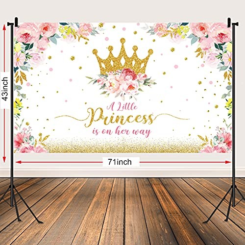 Telón de fondo para baby shower 6x3,6 pies pequeña princesa baby shower decoración de fiesta - Imagen 3 de 7