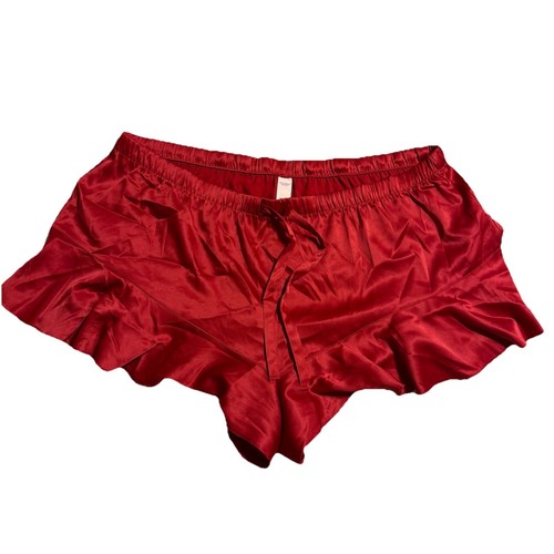Victoria's Secret rote Pull-On PJ Lounge Shorts Satin glatt Gr. XL