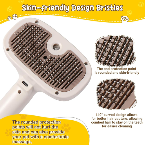 Brencco Cepillo Vapor Para Gatos, 4 En 1 Cepillo Para Gatos, Peine Con Vapor Par - Imagen 3 de 12