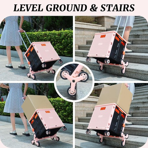 SELORSS BY06C Folding Utility Cart with Stair Climbing Wheels&360°Swivel Wheels - Picture 21 of 54