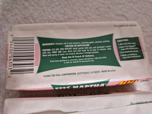 Vintage Fels Naptha strapazierfähige Waschseife 5,5 Unzen Riegel 2 Packungen - Bild 3 von 7