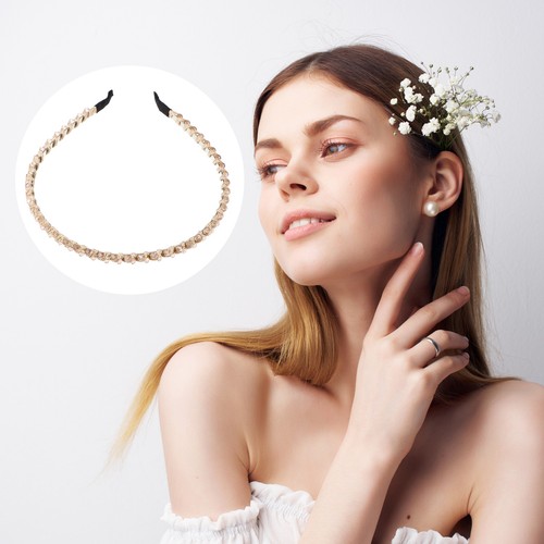 Cerchietto per capelli con strass 1 pezzo fascia sottile per capelli da donna champagne larghezza 0,24" - Foto 6 di 7