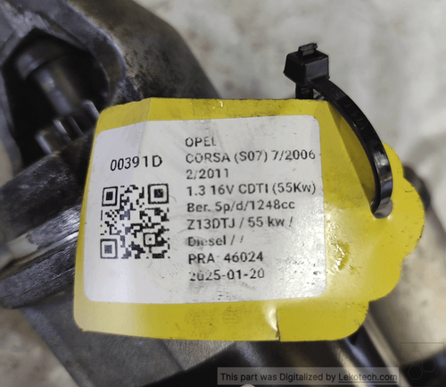 0001107437 Anlasser OPEL MERIVA (X03) 1.3 CDTI (51Kw) Mnv 5p/d/1248cc 00391d - 第 5/5 張圖片