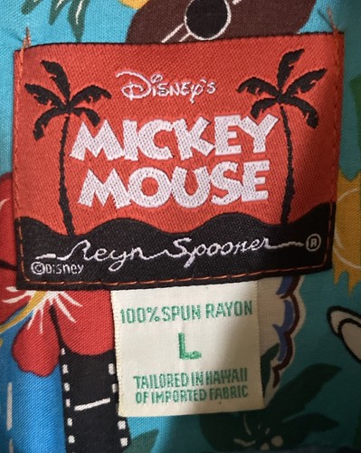 Rare REYN SPOONER Disney Mickey Mouse & Friends Surfing Hawaiian Shirt Large - Picture 7 of 9