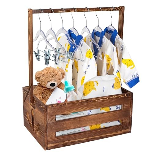 Custom Wooden Baby Shower Crate Box – Personalized Baby Basket with Dual - Picture 2 of 7