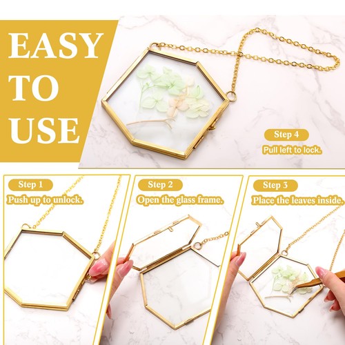 8 Pcs Pressed Flower Frames Dried Flower Hanging Glass Frame 3.7'' x 3.3'' Vi... - Picture 4 of 7