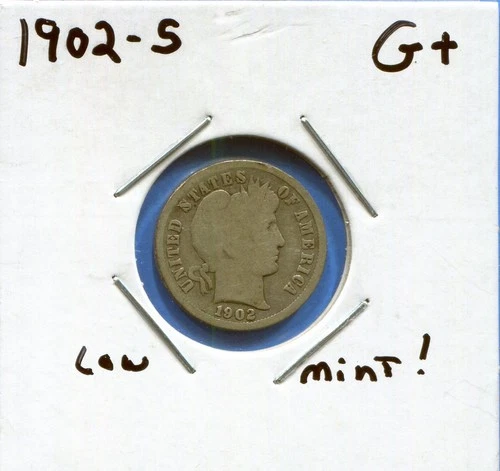 W@W 1902-s  Barber Dime, ( Low Mintage Date !!!! ) G+ !!!!!!!!!!
