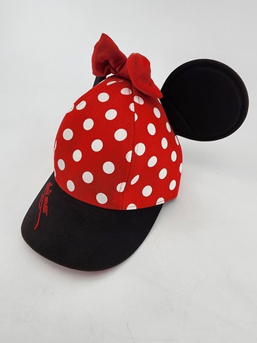 Walt Disney World Minnie Mouse Jugend Kappe Mütze rot & weiß gepunktet mit Ohren & Schleife - Bild 2 von 7