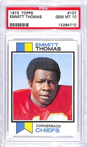 1973 Topps #107 Emmitt Thomas Kansas City Chiefs Football Karte PSA 10 GEM MINT