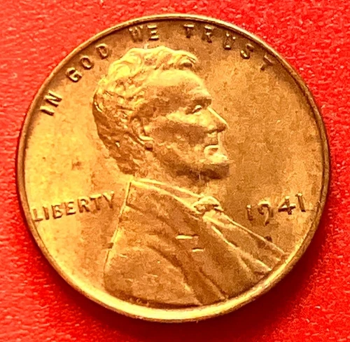 1941-P Lincoln Wheat Cent Penny GEM RED BU From an Original Bank Roll