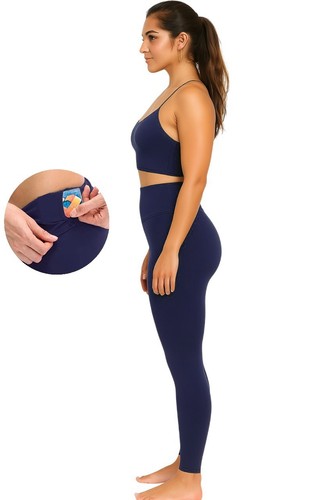 Mujeres Cintura Alta Liso Yoga Pantalón Leggings Bolsillo Secreto Gimnasio Ropa Pantalones Elásticos - Imagen 20 de 25