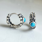 925 Sterling Silver Natural Sleep Beauty Turquoise 3/4" Hoop Stud Earrings