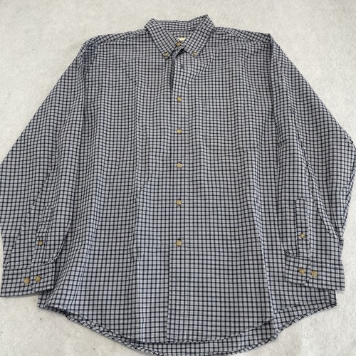Eddie Bauer Button Up Shirt Mens L Large Blue Long Sleeve Plaid Cotton Collared - Picture 1 of 5