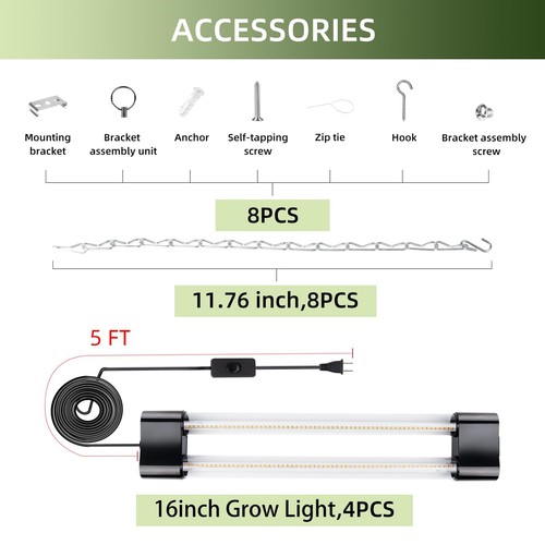 16inch 4 Pack LED Grow Lights - Linkable Grow Lights for Indoor Plants, Full ... - Picture 7 of 7