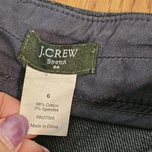 Gonna J.Crew Denim Elasticizzata Lavaggio Scuro Donna Taglia 6 Zip Posteriore Lunghezza Ginocchio - Foto 3 di 10