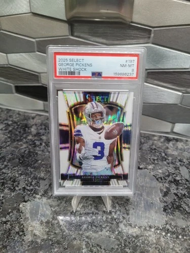 Panini 2025 Select George Pickens White Shock Prizm #197 /799 Cowboys Psa 8