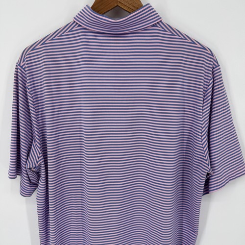 RLX Ralph Lauren Golf Polo Shirt Mens Medium Pink Blue Striped Wicking - Picture 7 of 7