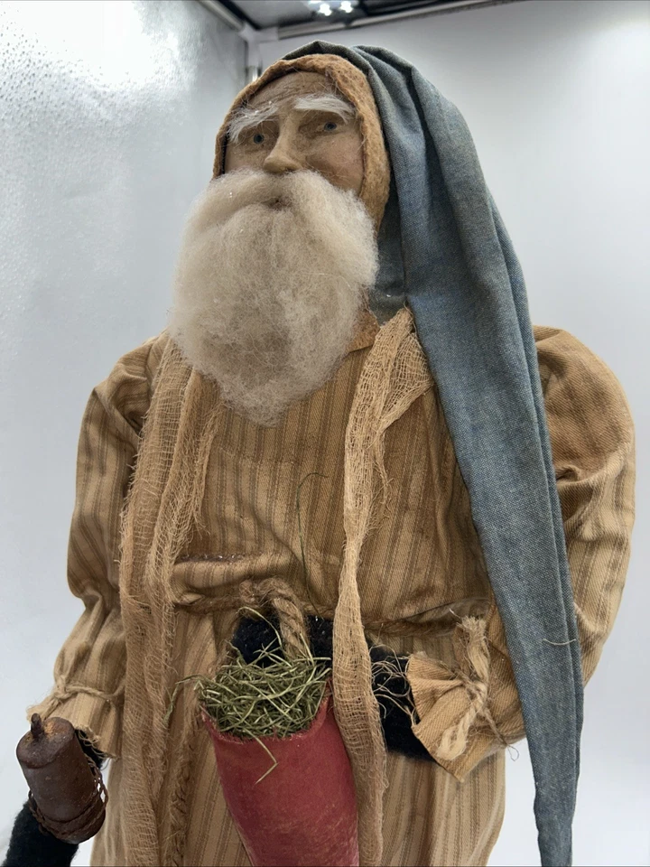 Camisa de noche vintage Arnett’s Country Store Santa 24” firmada casera cera de abejas Foto 3 de 4