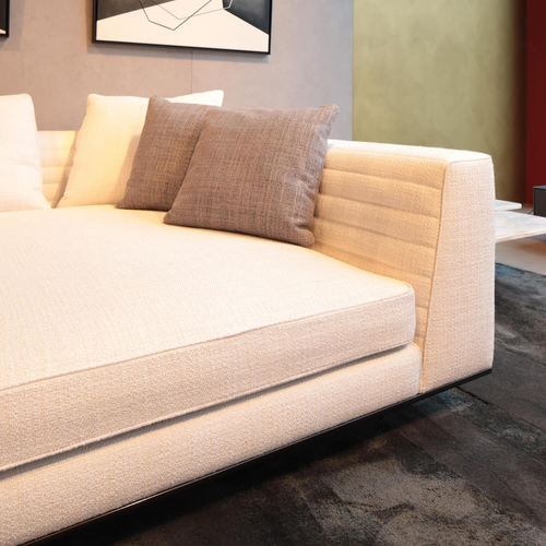 Minotti Ecksofa Roger Suite Spring Stoff Natte 01 Bianco Beige Mit Kissen - Bild 5 von 5