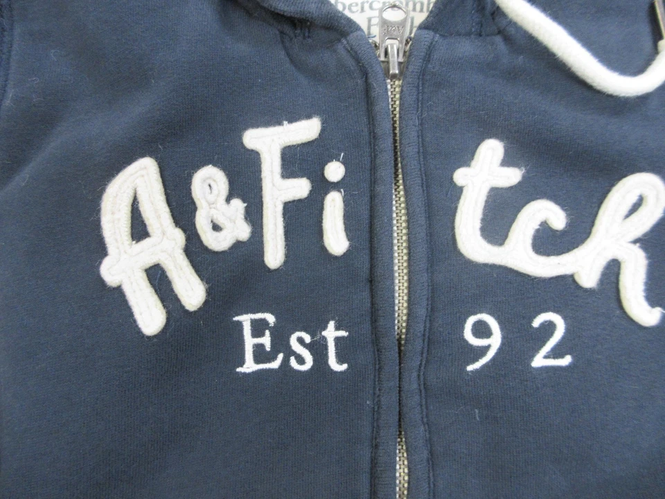 Sudadera con Capucha Abercrombie & Fitch Para Mujer Pequeña Azul Marino Forrada Sherpa Polar Cremallera Sudadera Foto 4 de 4