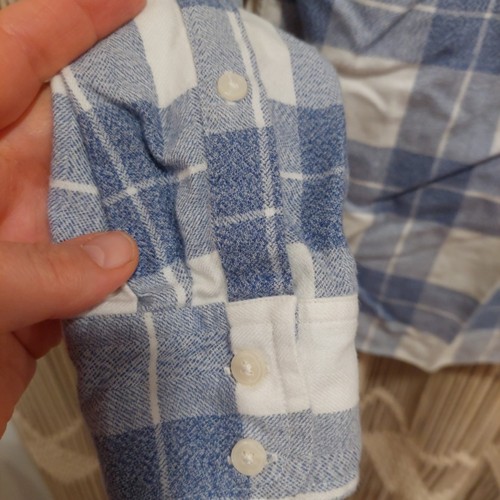 UNTUCKit Flanel Shirt Womens Sz 2 White Blue Plaid Casual Button Up Long Sleeve - Picture 6 of 6