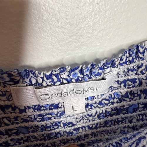 Maxi abito midi donna OndadeMar stampa blu smock grande - Foto 3 di 9