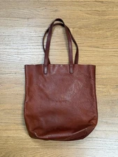 Original Baggu Tote Bag Brown Natural Milled Leather Shoulder USA Rare Large