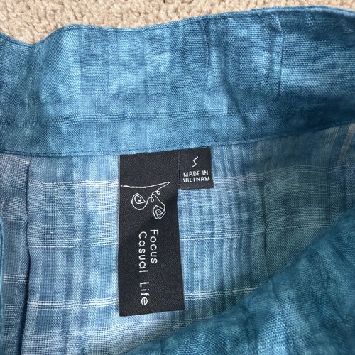 Focus Casual Life Jacket Womens S Teal Oversized Artsy Linen Lagenlook Bohemian - Picture 3 of 8