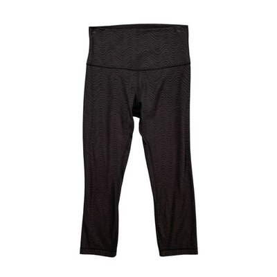 Lululemon Leggings Womens 6 Black Align High Rise Crop Aqueous Emboss Stretch
