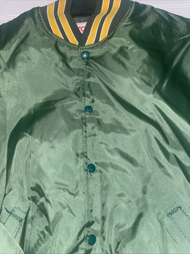 80s 90s Vintage Birdie John Deere Mens Green Nylon Satin Jacket Coat Size XL - Picture 10 of 19