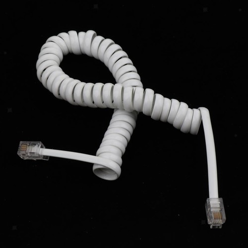 5Ft Modular Curly Coiled Telephone Handset Cord RJ-22 4P4C ( - Zdjęcie 4 z 4