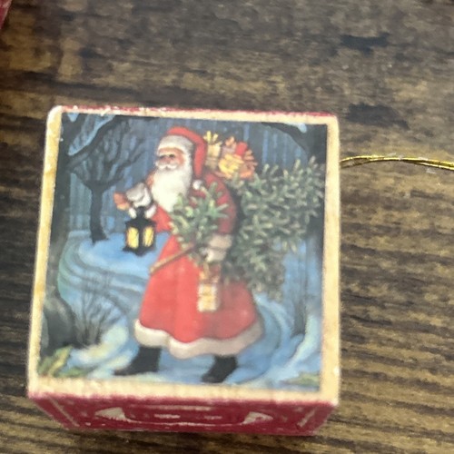 Vtg set of 11  Christmas Wooden Alphabet  Blocks A and B Santa ornaments  - Picture 7 of 8