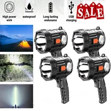 4PCS 900000LM Bright Solar/USB Rechargeable LED Spotlight Flashlight Searchlight