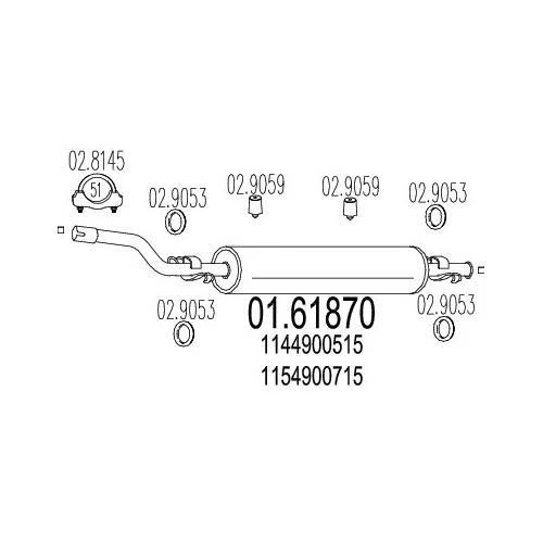 Auspuff hinten MERCEDES /8 W114 W115 Endschalldämpfer Endtopf NEU - Bild 1 von 1