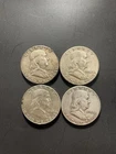 Franklin Silver Half Dollars 90% Silver Lot Of 4