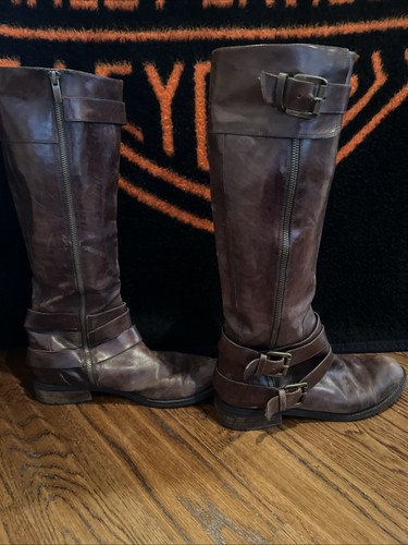 Enzo Angiolini Easaylem Zipper Riding Boots Brown Leather Knee High SZ 9.5 - Picture 11 of 16