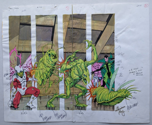 NEW TITANS 99 NIGHTWING PRODUCTION ART HAND COLORED SIGNED ADRIENNE ROY w/COA - Picture 5 of 17
