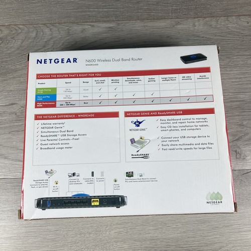 NETGEAR N600 300Mbps 4-portowy bezprzewodowy router sieciowy 300Mbps (WNDR3400-100NAS) - Zdjęcie 2 z 3